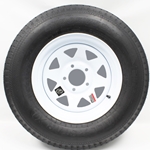 128691WT21B-PM  AllStar Tire mounted 14" White Spoke Wheel and Tire