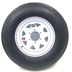 15" White Spoke Wheel and Radial Tire ST22575R15E with a 6-5.5" Bolt Circle - 128697WT33R-PMK