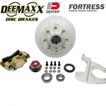 DeeMaxx® 8,000 lbs. Disc Brake Kit with 5/8" Studs for One Wheel with Gold Zinc Caliper with Dexter® Fortress® Aluminum Oil Cap - DM8KGOLD580-F