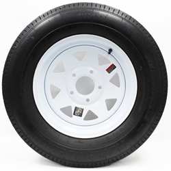 15" White Spoke Wheel and Radial Tire ST20575R15C with a 5-4.5" Bolt Circle - 128693WT31R-PM
