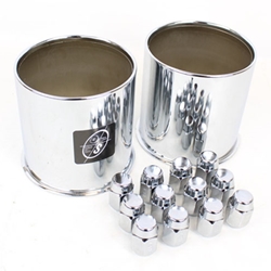 Two 4.25" Open Ended Center Caps & Twelve Chrome trailer wheel lug nuts - 425OEX2